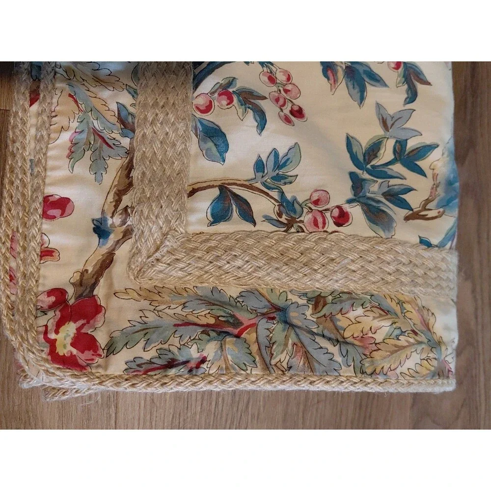 Ralph Lauren Tangier TWO Shams Jute Trim Tan Floral Design 23